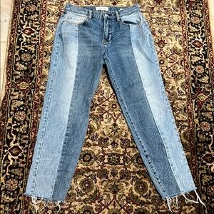 PacSun Vintage Icon Two-Tone Jeans Size 25 Mom Jean Raw Hem